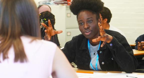 Students talking in at UOK? workshop