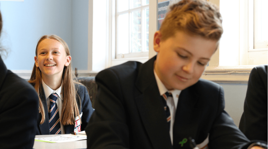 Boy and school girl
