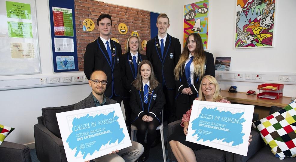 Photo from the launch, featuring pupils and staff