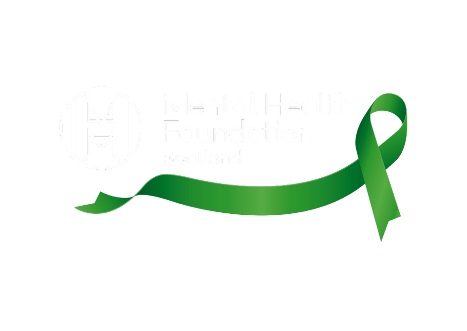 MHF Scotland logo green ribbon - white