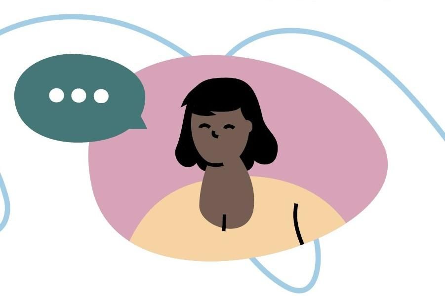 Graphic of a woman talking