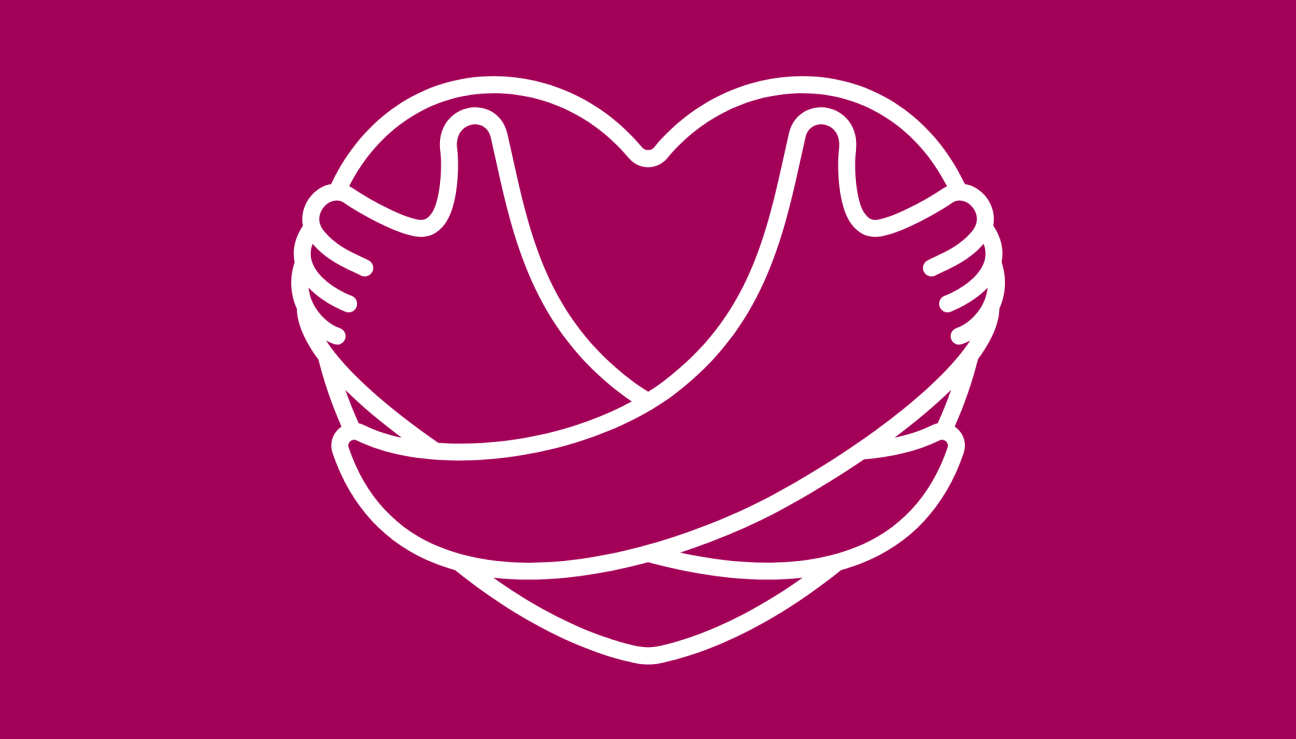 Drawing of a heart with arms wrapped around it as a symbol of self-care
