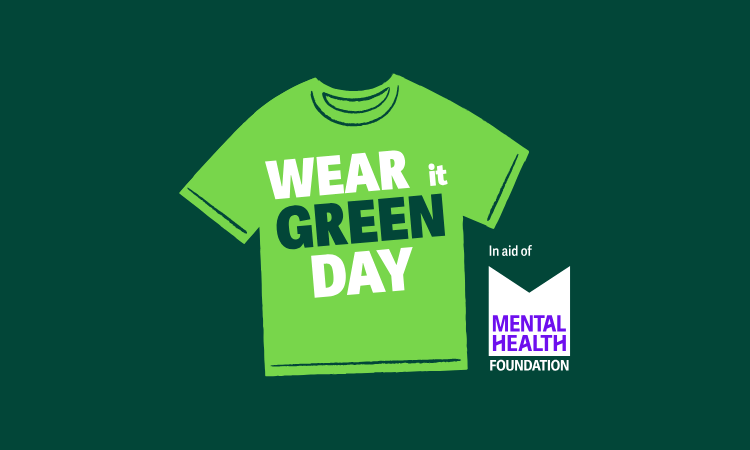 Wear it green day logo on a dark green background