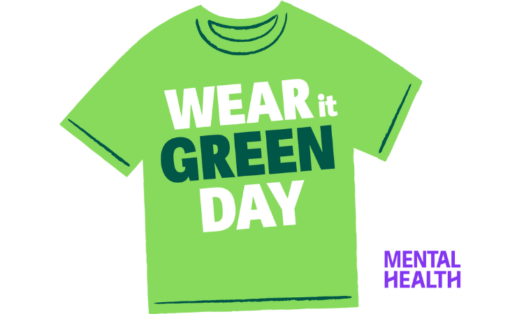 An illustration of a green t-shirt with the text Wear It Green Day written on it.