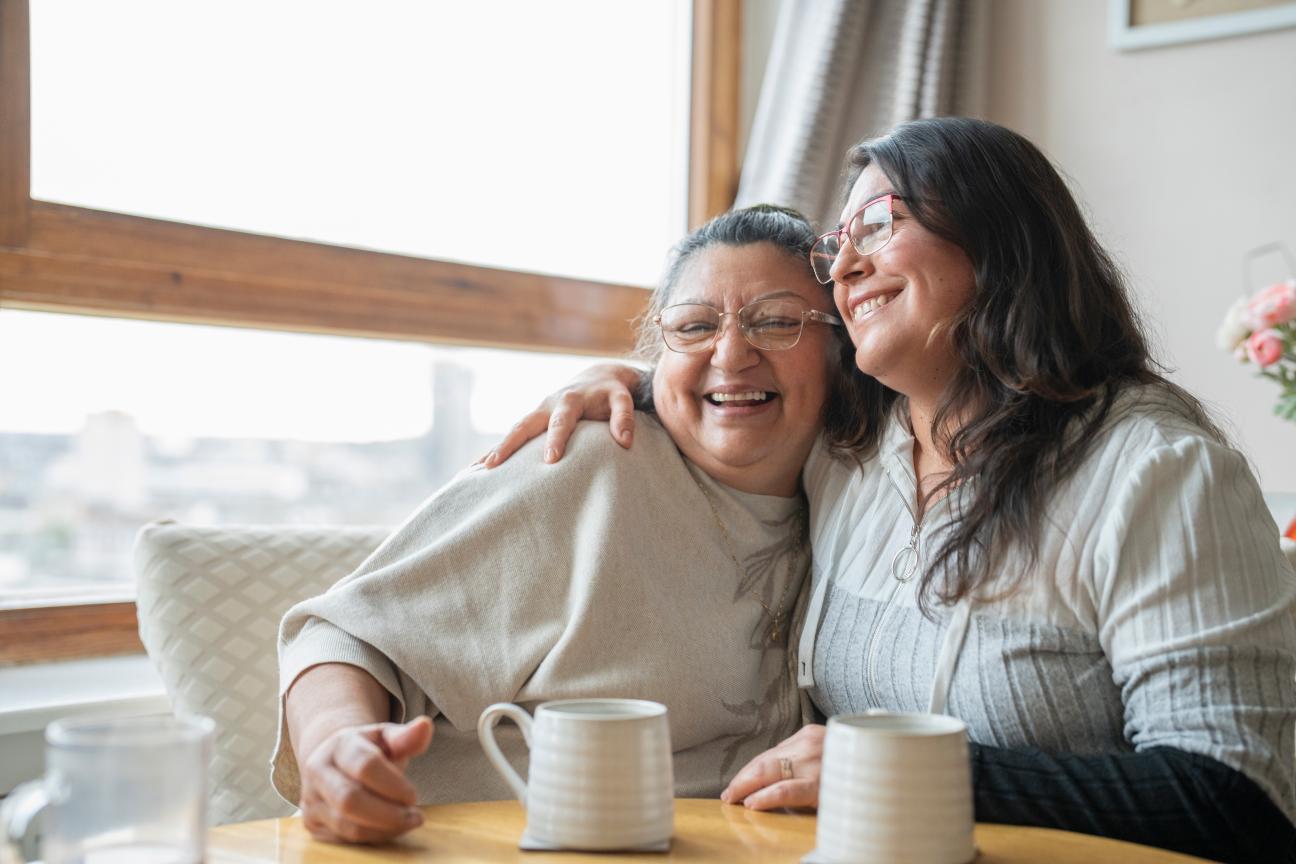 Two women embracing