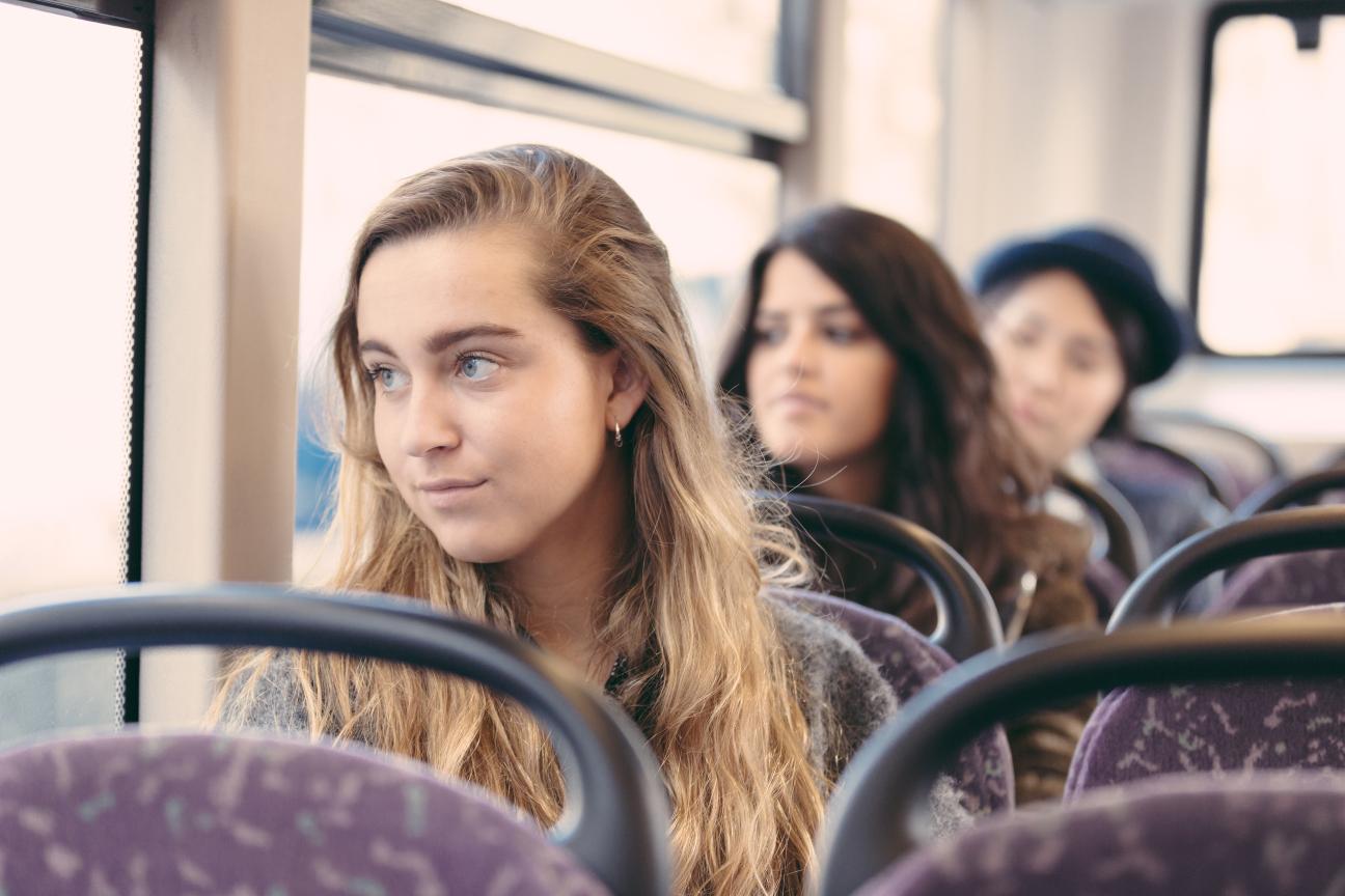 young people on bus