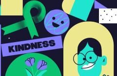 Colourful graphic with the text 'kindness'