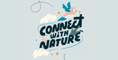 Connect with nature illustration with bird and clouds