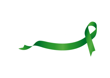 MHF logo green ribbon - white