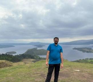 Man standing at viewpoint 