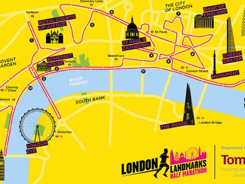 Image of the map for the London Landmarks Half Marathon