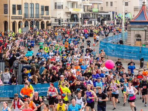 Group of runners at the Brighton Marathon