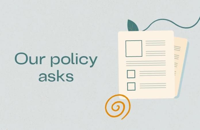 Graphic of some paper and the words 'Our policy asks'