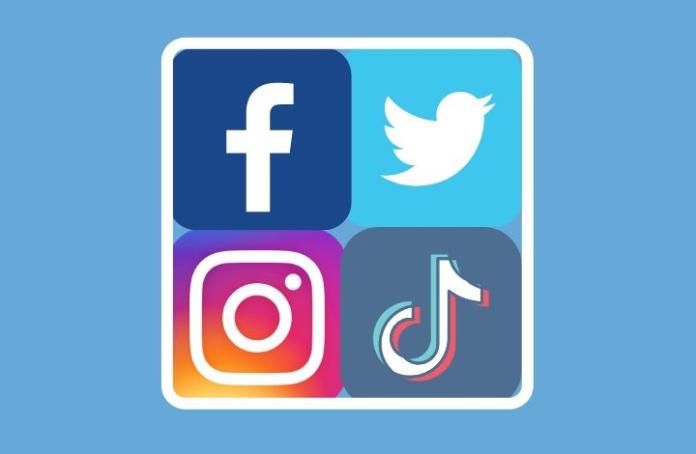 Graphic with social media apps (Facebook, Twitter, Instagram and TikTok)