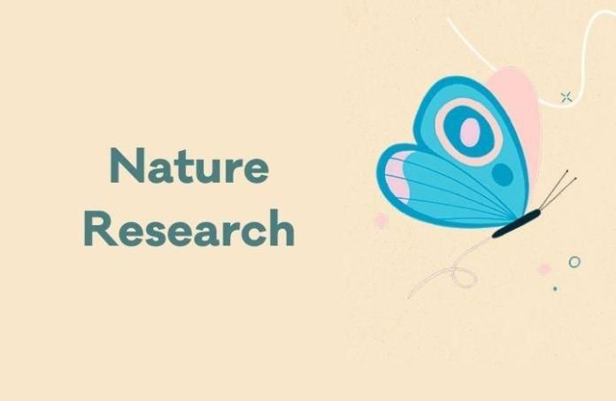 Graphic of a butterfly with nature research written next to it