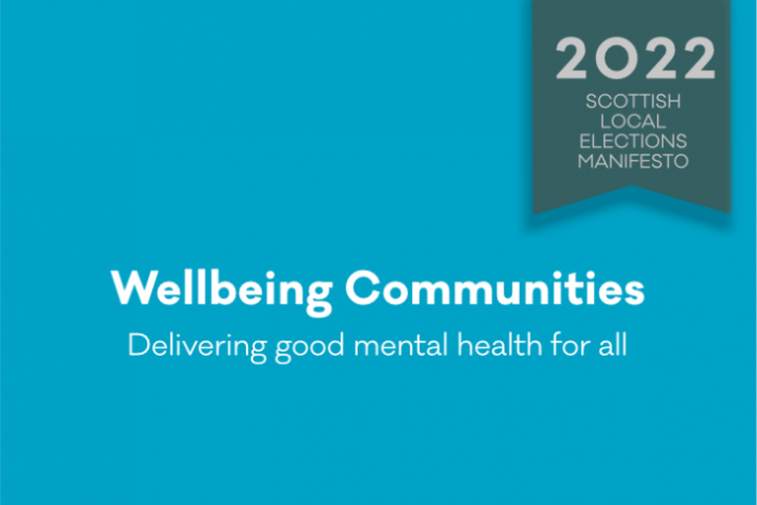 Graphic with the text 'Wellbeing Communities Scottish Manifesto 2022'