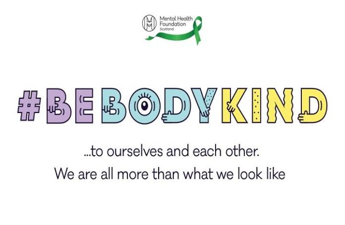 Graphic displaying the #BeBodyKind, a campaign run by MHF Scotland