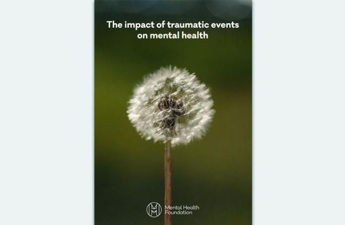 Cover of our publication about the impact of traumatic events on mental health