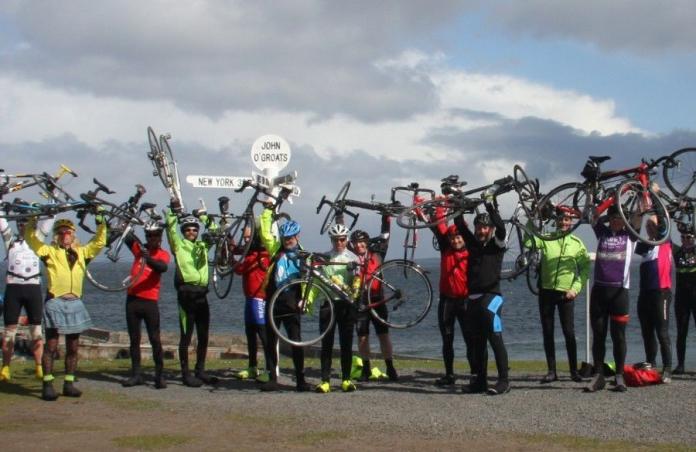 Group of cyclists on the Lands End to John O Groats Cycle