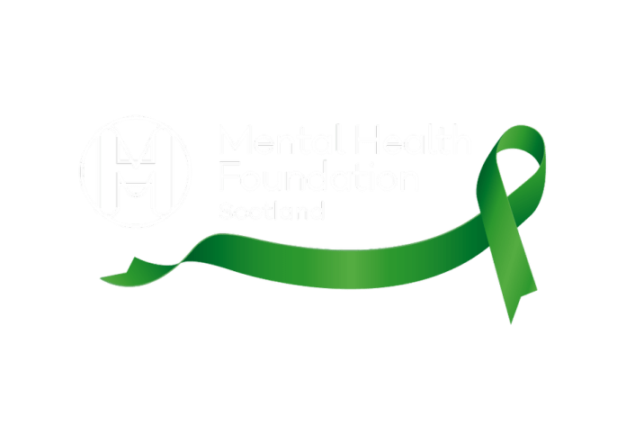 MHF Scotland logo green ribbon - white