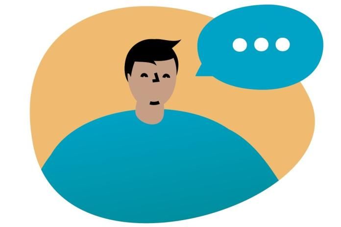 Graphic of a man talking