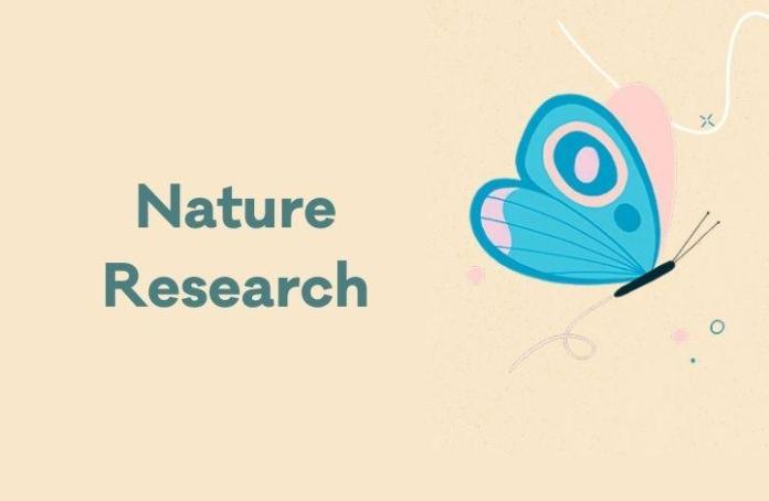 Graphic of a butterfly with nature research written next to it