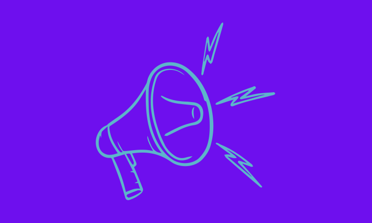 Illustration of a megaphone on a purple background