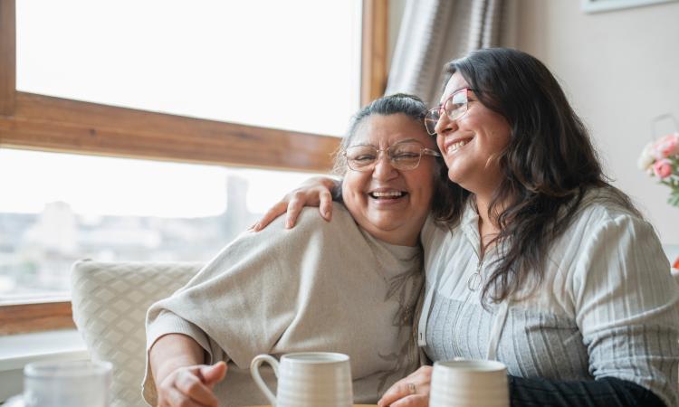 Two women embracing