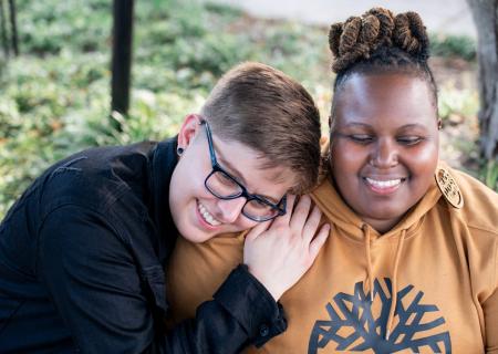 two friends laughing