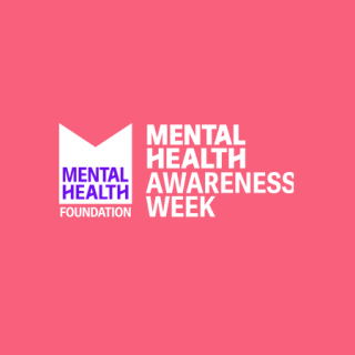 Mental Health Awareness Week logo on a coral background