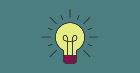 Illustration of a light bulb on a teal background